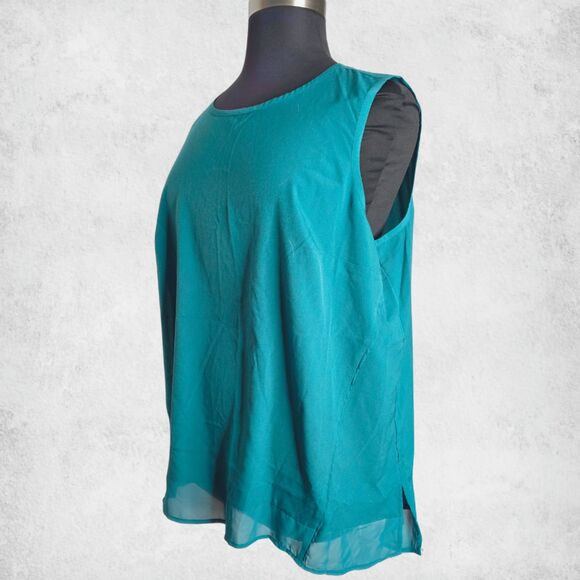 Lane Bryant Teal Chiffon Layering Tank Top 20  Plus Size Sleeveless Tunic Blouse - Picture 6 of 6